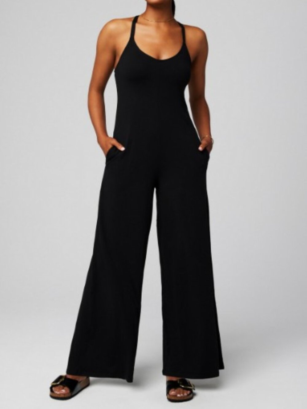 Fabletics Black Jumpsuit Wed Leg One-Piece Large
